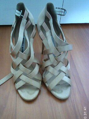 Manolo Blahnik Beige Strappy Suede Sandals